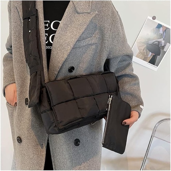 Handbags - Black Puffy NYLON weave Shoulder Bag -  Women's Shoulder / Crossbody